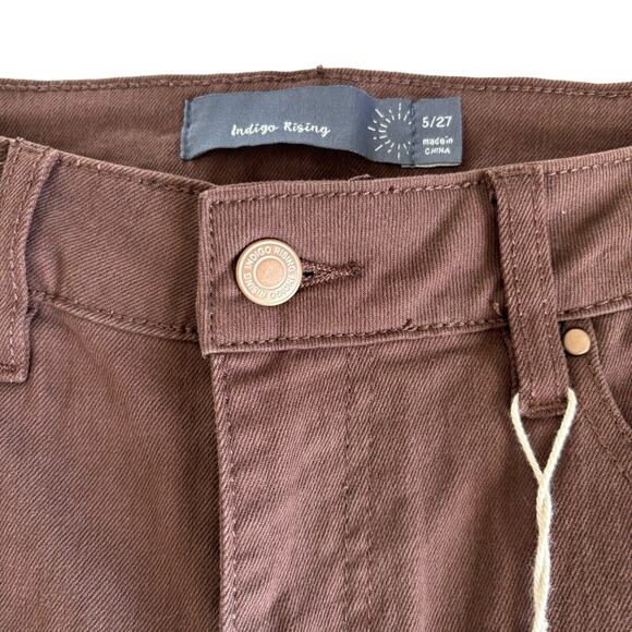Indigo Rising Women’s Brown Raw Hemline Mid Rise Relaxed Bootcut Jeans Size 27 - Picture 3 of 9